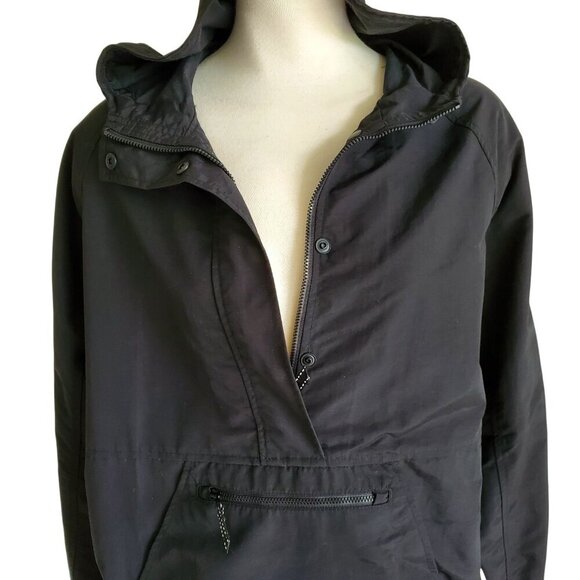 Lands End Boys Girls Half Zip Rain Jacket PouchZip Pocket Outerwear Black Sz 6-8 - Picture 2 of 16